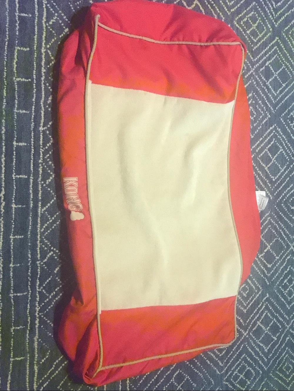 Kong Red & Cream Rectangular Pet Bed cover with Piped Edge